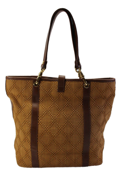 Brooks Brothers Womens Two Tone Brown Woven Medium Shoulder Bag Handbag