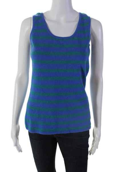 Neiman Marcus Women's Scoop Neck Sleeveless Cashmere Tank Top Striped Size M