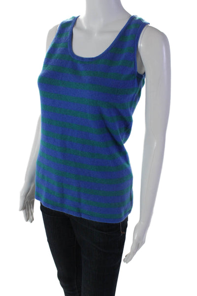 Neiman Marcus Women's Scoop Neck Sleeveless Cashmere Tank Top Striped Size M