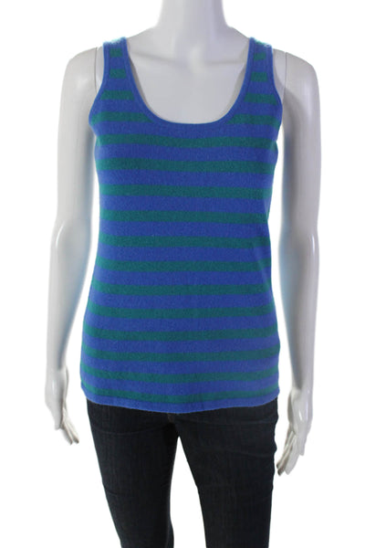 Neiman Marcus Women's Scoop Neck Sleeveless Cashmere Tank Top Striped Size S