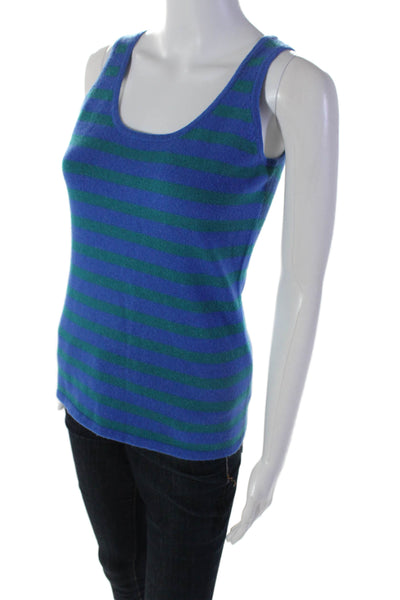 Neiman Marcus Women's Scoop Neck Sleeveless Cashmere Tank Top Striped Size S