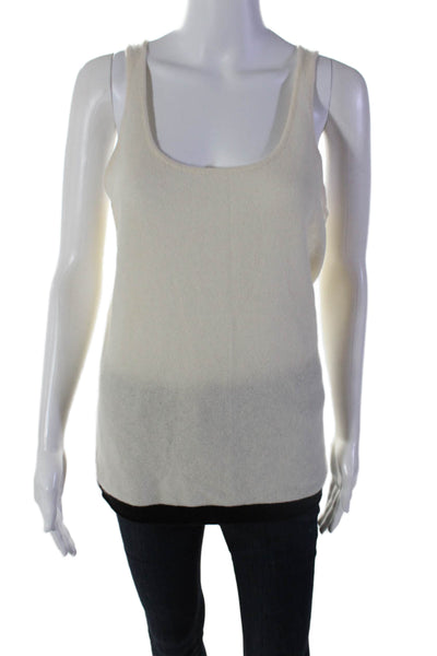 Magaschoni Women's Scoop Neck Sleeveless Cashmere Tank Top Beige Size M