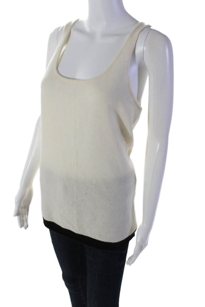 Magaschoni Women's Scoop Neck Sleeveless Cashmere Tank Top Beige Size M