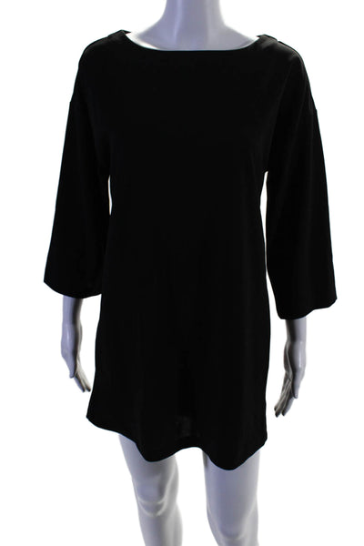 H By Halston Womens Boat Neck Long Sleeve Shift Dress Black Size XS