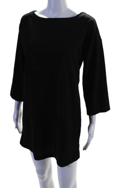 H By Halston Womens Boat Neck Long Sleeve Shift Dress Black Size XS