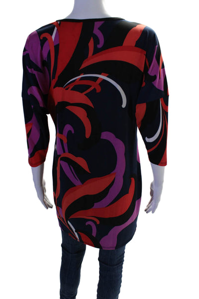 Trina Trina Turk Women V Neck Long Sleeve Abstract Print Blouse Multi Size S