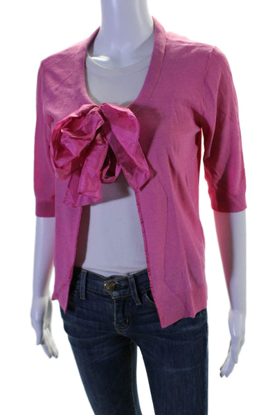 DKNY Womens Silk Long Sleeve Tie Front Cardigan Sweater Pink Size PS