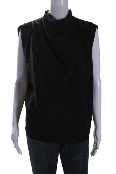 Amanda Uprichard Womens Sleeveless V-neck Lined Sleek Blouse Black Size M