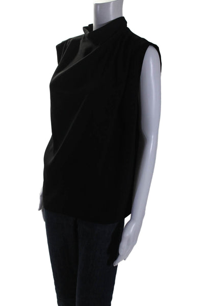 Amanda Uprichard Womens Sleeveless V-neck Lined Sleek Blouse Black Size M