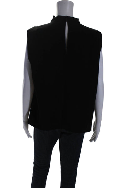 Amanda Uprichard Womens Sleeveless V-neck Lined Sleek Blouse Black Size M