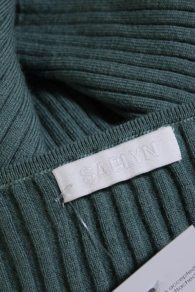 Sablyn Womens Cashmere Ribbed Square Neck Pullover Knit Tank Top Green Size S