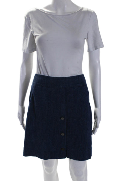 Akris Punto Womens Lined Denim Two Pocket Zip Up A-Line Skirt Navy Size 6