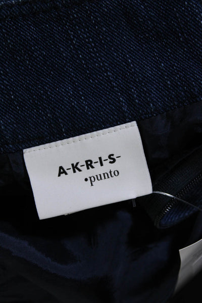 Akris Punto Womens Lined Denim Two Pocket Zip Up A-Line Skirt Navy Size 6