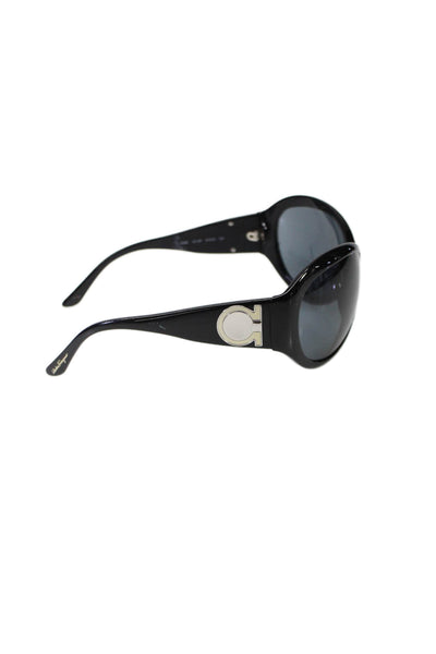 Salvatore Ferragamo Womens Thin Circle Frame Sunglasses Plastic Black