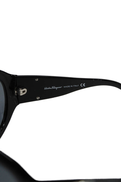 Salvatore Ferragamo Womens Thin Circle Frame Sunglasses Plastic Black