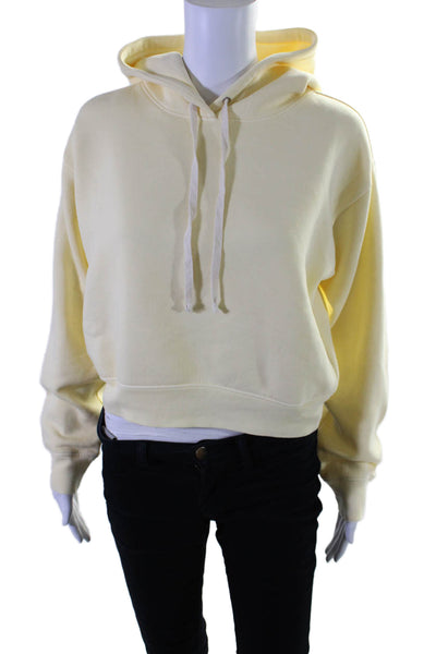 J Crew Womens Cotton Blend Bright Yellow Long Sleeve Pullover Hoodie Size S