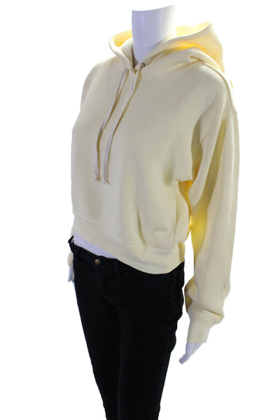 J Crew Womens Cotton Blend Bright Yellow Long Sleeve Pullover Hoodie Size S