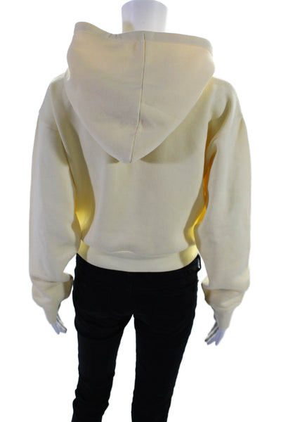 J Crew Womens Cotton Blend Bright Yellow Long Sleeve Pullover Hoodie Size S