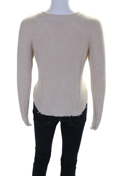 Cotton By Autumn Cashmere Women's Round Neck Long Sleeves Sweater Beige Size XS