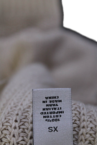 Cotton By Autumn Cashmere Women's Round Neck Long Sleeves Sweater Beige Size XS