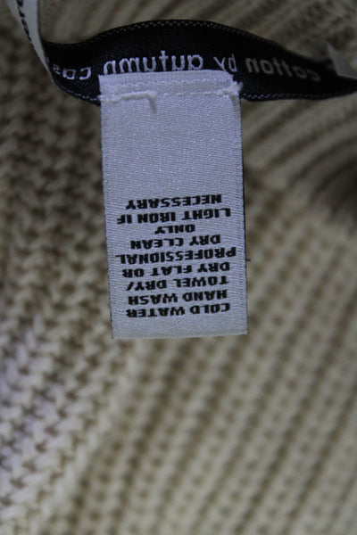 Cotton By Autumn Cashmere Women's Round Neck Long Sleeves Sweater Beige Size XS