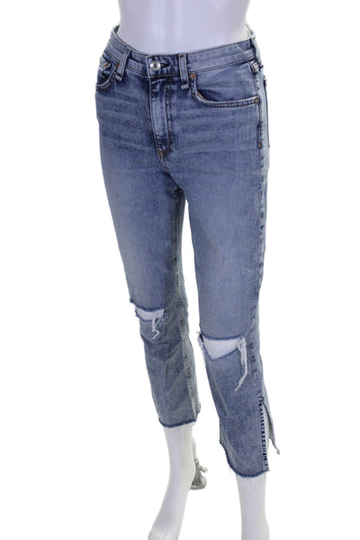 Rag & Bone Womens Blue Nina High Rise Flare Ankle Denim Jeans Size 26