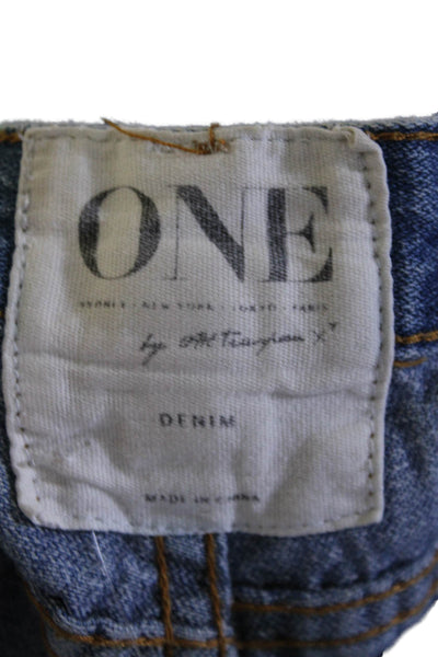 One by One Teaspoon Womens Blue Medium Wash Distress Straight Leg Jeans Size 25