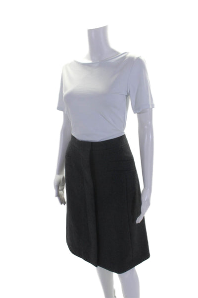 J Crew Collection Womens Button Front Knee Length A Line Skirt Gray Wool Size 8