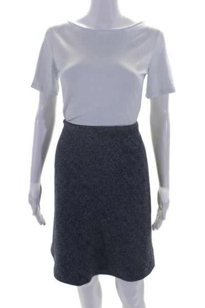 Brooks Brothers Womens Side Zip Herringbone A Line Skirt Blue Wool Size 6