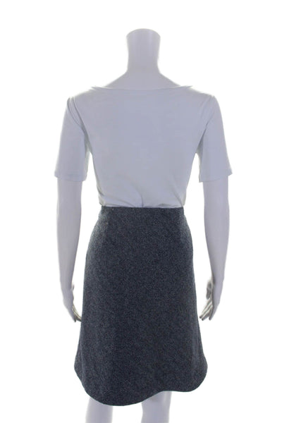 Brooks Brothers Womens Side Zip Herringbone A Line Skirt Blue Wool Size 6