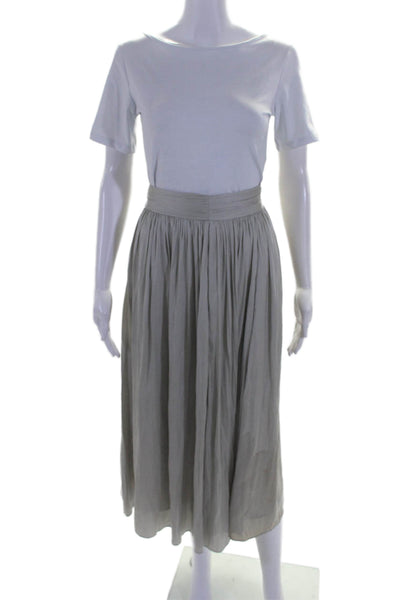 Point Sur Womens Back Zip Midi Satin A Line Skirt Gray Size 4P