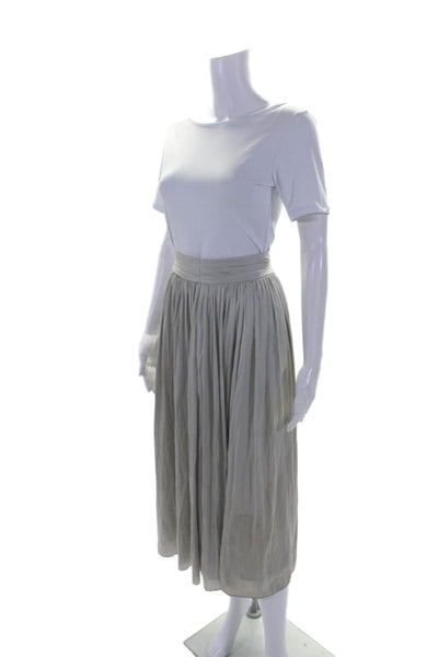 Point Sur Womens Back Zip Midi Satin A Line Skirt Gray Size 4P