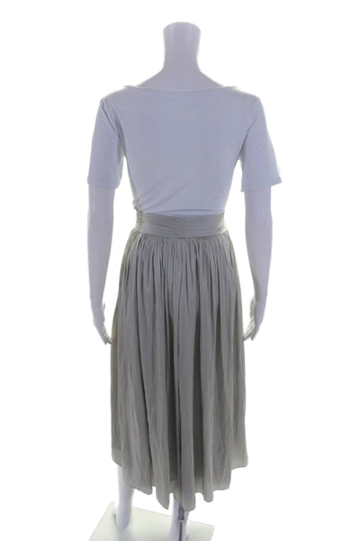 Point Sur Womens Back Zip Midi Satin A Line Skirt Gray Size 4P