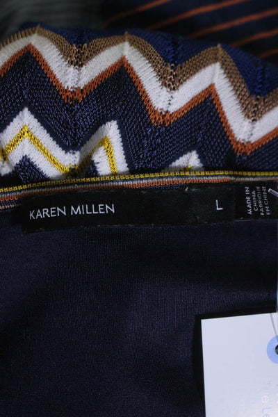 Karen Millen Womens Long Sleeve V Neck Chevron Knit Dress Navy Multi Size Large