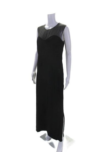 Boss Hugo Boss Womens Back Zip Sheer Trim Crew Neck Long Dress Black Size 8
