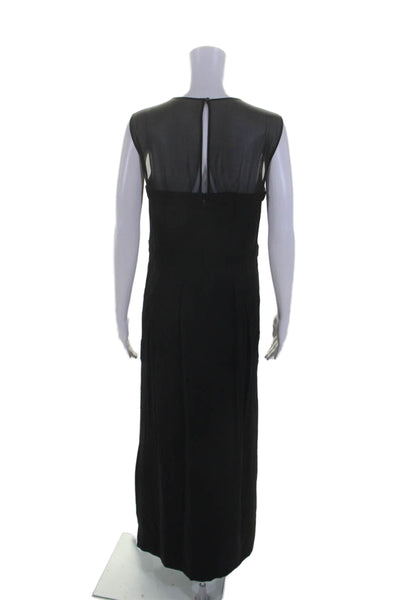 Boss Hugo Boss Womens Back Zip Sheer Trim Crew Neck Long Dress Black Size 8