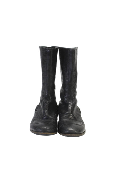 Hogan Womens Leather Round Toe Zip Up Mid-Calf Boots Black Size 7.5