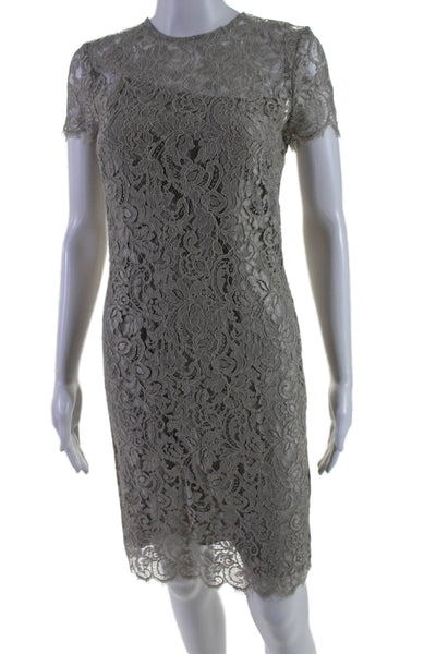 Ralph Lauren Black Label Womens Silk Lined Floral Lace Dress Green Size 0