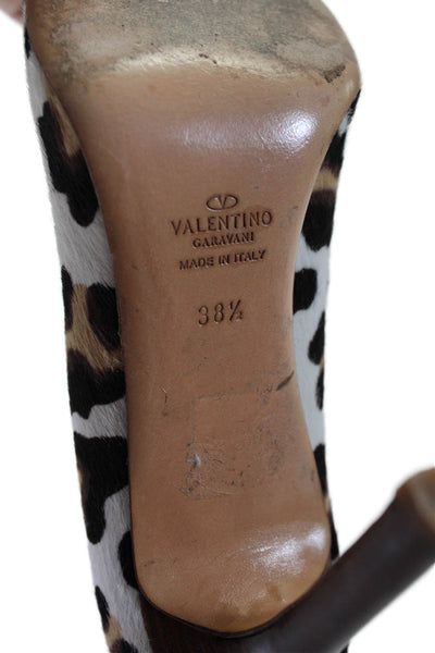 Valentino Garavani Womens Animal Print Texture Studded Heels Beige Size EUR 38.5