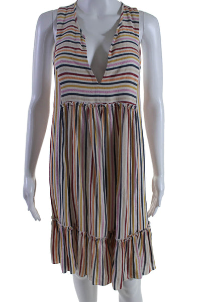 Lemlem Womens V Neck Sleeveless Striped Sleeveless Long Dress Multicolor Small