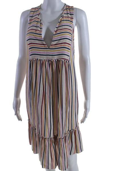 Lemlem Womens V Neck Sleeveless Striped Sleeveless Long Dress Multicolor Small