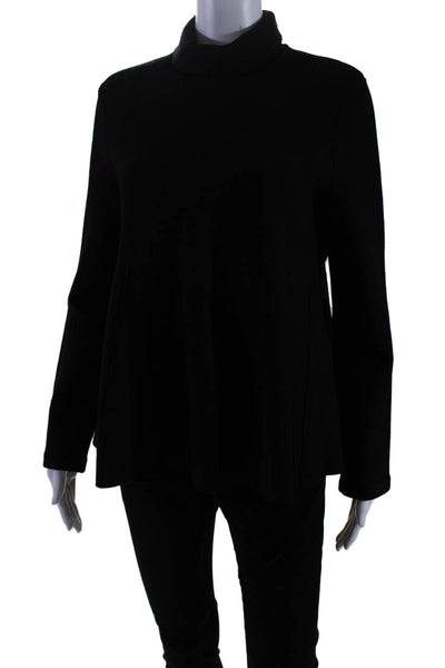 Cinq A Sept Womens Long Sleeve Tight Knit Turtleneck Top Black Medium