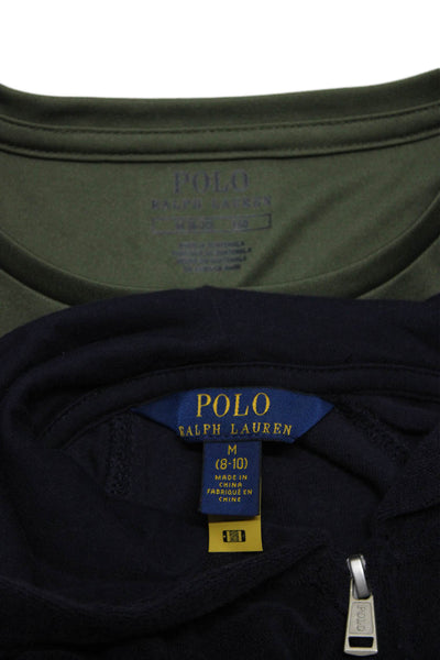 Polo Ralph Lauren Girls Tee Shirt Terry Romper Set Green Navy Size 8 8-10