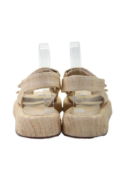 Loeffler Randall Womens Basket Open Toed Hook and Loop Sandals Beige Size 6.5