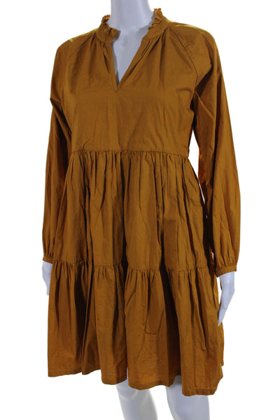 J Crew Womens Long Sleeves A line Dress Mari Gold Yellow Size Extra Small