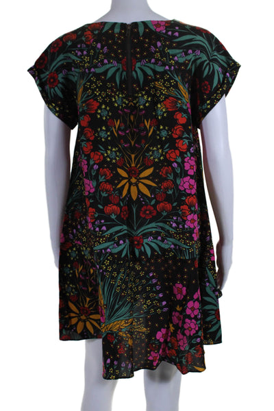 Free People Womens Floral Print Short Sleeves Dress Black Size Extra Small