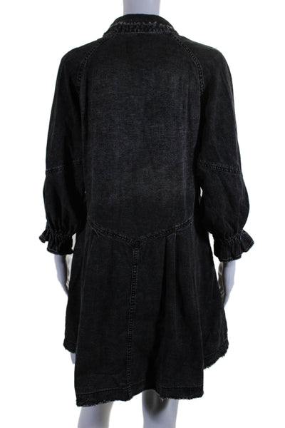 We The Free Womens Denim Button Down A Line Dress Black Size Extra Small