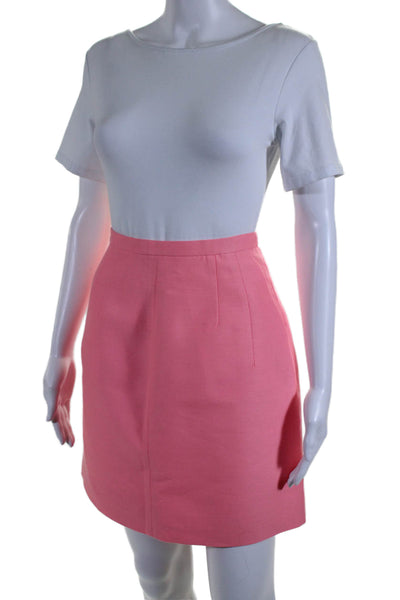 J Crew Collection Womens Flat Front Mini Skirt Flamingo Pink Wool Size 2