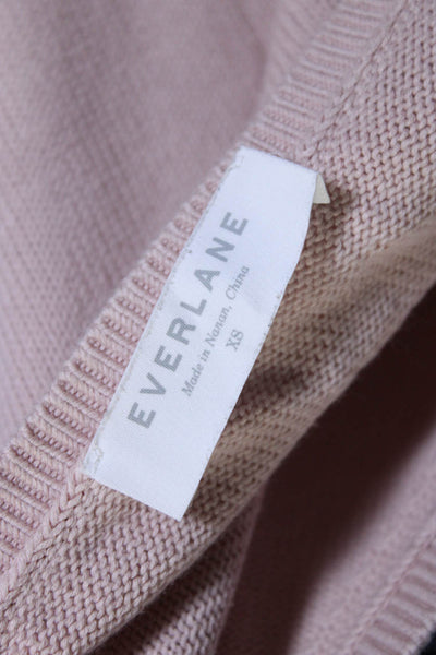 Everlane Womens Long Sleeves V Neck Sweater Pink Cotton Size Extra Small