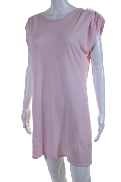 St. Roche Womens Padded Short Sleeve Scoop Neck Mini Shirt Dress Pink Medium